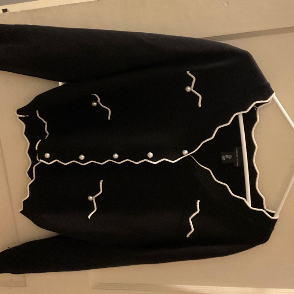 Adrienne Vittadini Black Cardigan with White Accents. Never worn.